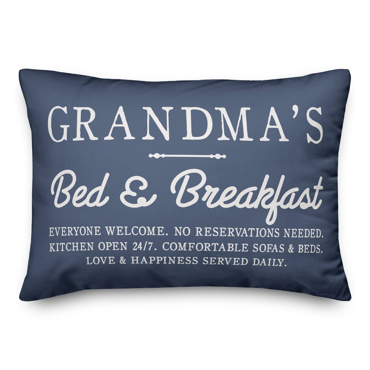 Grandma's Bed & Breakfast Navy Throw Pillow